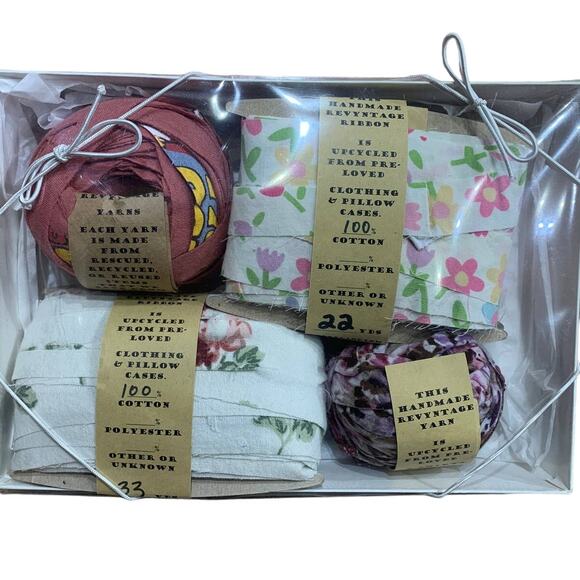 Handmade Other - 100 yds Handmade Upcycled Floral T-Shirt Fabric Ribbon Yarn Sampler Pack Pinks